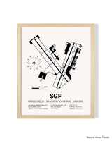 Detailed Airport Map of Springfield - Branson National Airport (SGF) in White with a Natural Frame