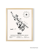 Detailed Airport Map of Northeast Florida Regional Airport (SGJ) in White with a Natural Frame