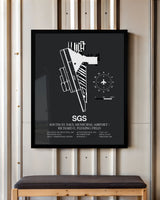 Framed Detailed Airport Map of South St Paul Municipal Airport/Richard E Fleming Field (SGS) in Gray with a Black Frame