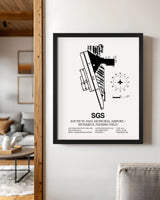 Framed Detailed Airport Map of South St Paul Municipal Airport/Richard E Fleming Field (SGS) in White with a Black Frame