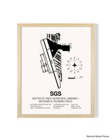 Detailed Airport Map of South St Paul Municipal Airport/Richard E Fleming Field (SGS) in White with a Natural Frame