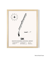 Detailed Airport Map of Sikeston Memorial Municipal Airport (SIK) in White with a Natural Frame