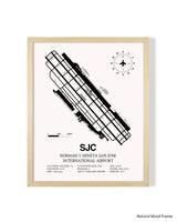 Detailed Airport Map of Norman Y. Mineta San Jose International Airport (SJC) in White with a Natural Frame