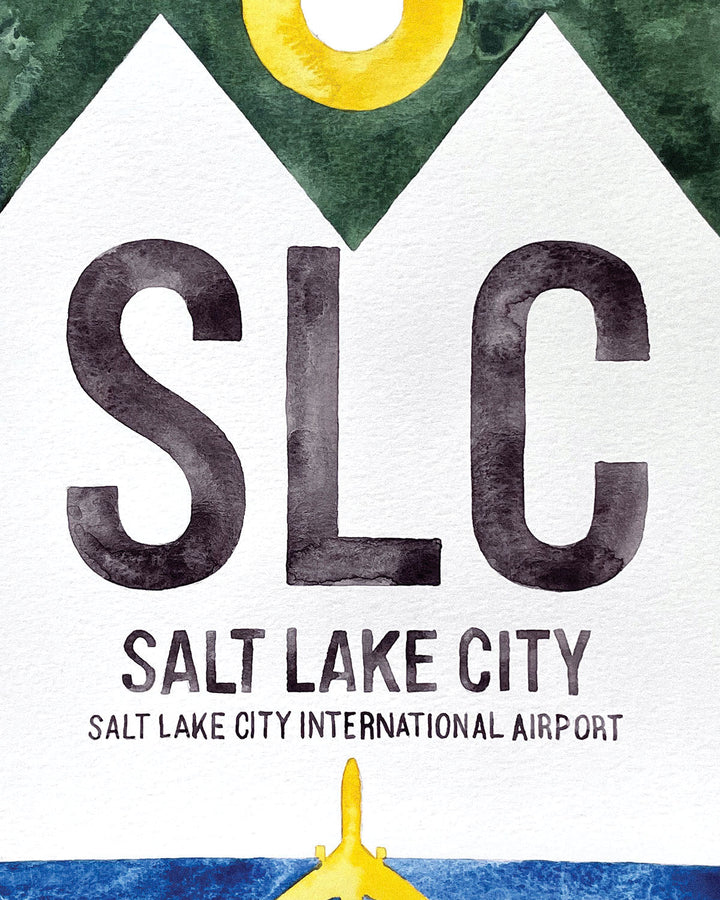 Closeup Watercolor Print of Salt Lake City International Airport (SLC)