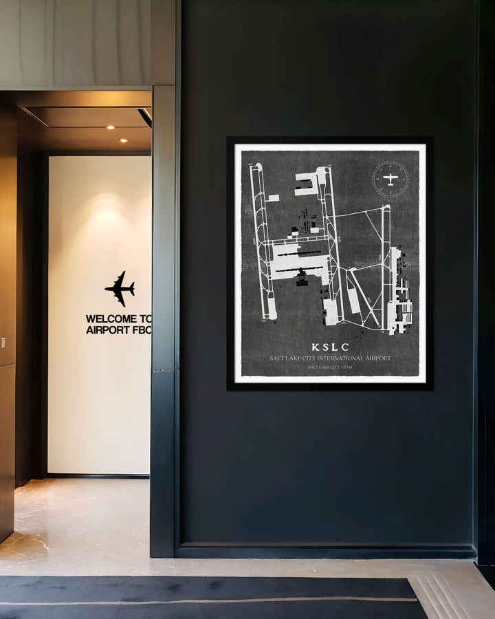 SLC Airport Map, Vintage Style, Salt Lake City International Airport Print