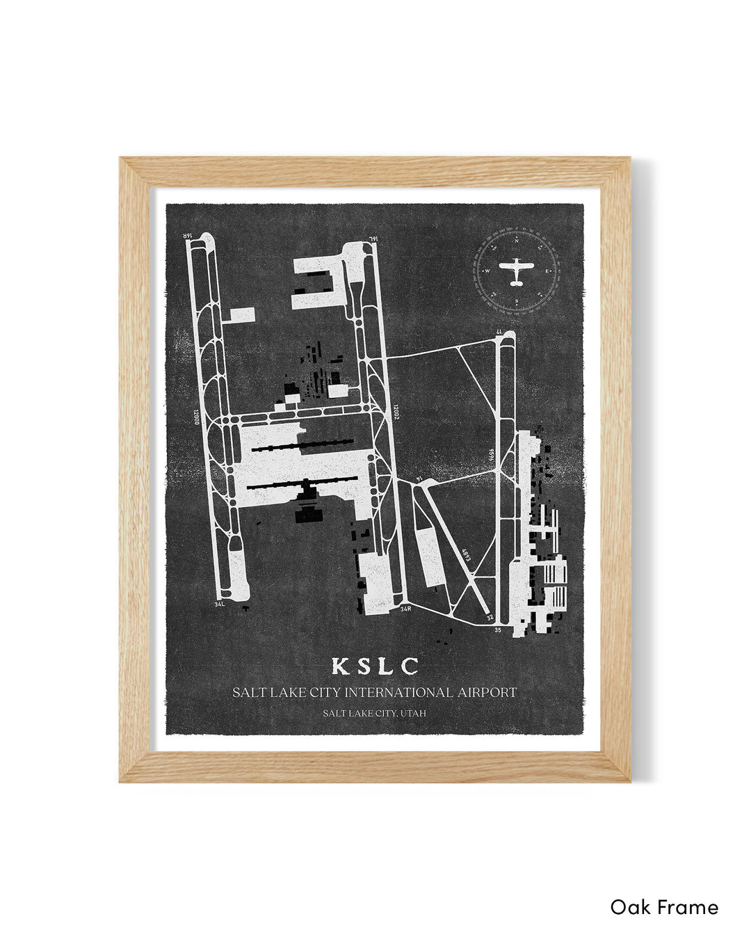 SLC Airport Map, Vintage Style, Salt Lake City International Airport Print