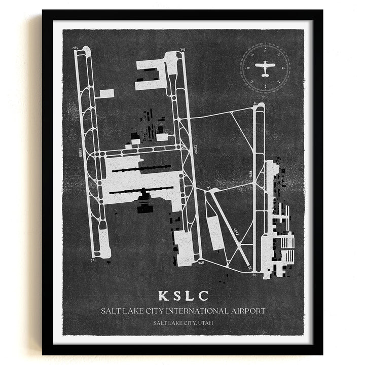 SLC Airport Map, Vintage Style, Salt Lake City International Airport Print