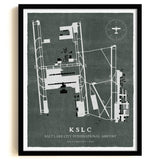 SLC Airport Map, Vintage Style, Salt Lake City International Airport Print