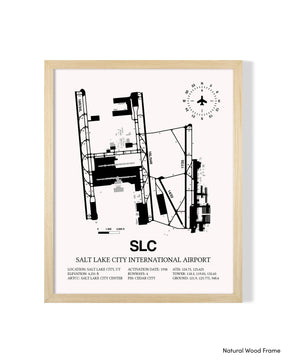 Detailed Airport Map of Salt Lake City International Airport (SLC) in White with a Natural Frame
