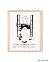 Detailed Airport Map of Sacramento International Airport (SMF) in White with a Natural Frame