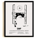 SMF Airport Map, Sacramento International Airport Print