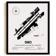 Framed Detailed Airport Map of Santa Monica Municipal Airport (SMO) in White with a Black Frame