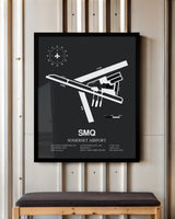 Framed Detailed Airport Map of Somerset Airport (SMQ) in Gray with a Black Frame