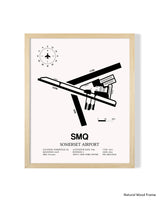 Detailed Airport Map of Somerset Airport (SMQ) in White with a Natural Frame