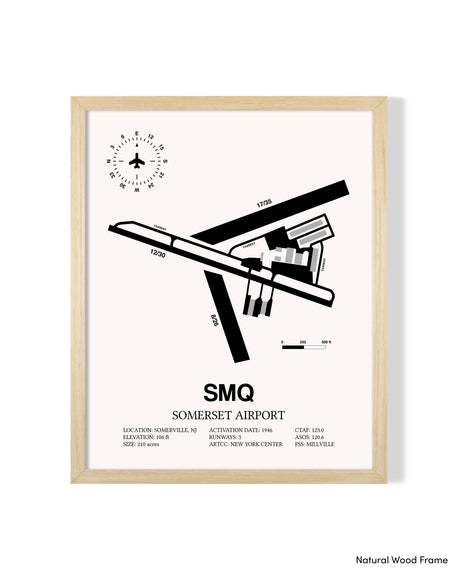 Detailed Airport Map of Somerset Airport (SMQ) in White with a Natural Frame