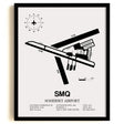 Framed Detailed Airport Map of Somerset Airport (SMQ) in White with a Black Frame