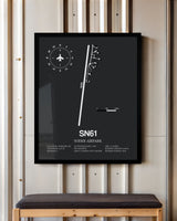 Framed Detailed Airport Map of Yoder Airpark (SN61) in Gray with a Black Frame