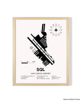 Detailed Airport Map of San Carlos Airport (SQL) in White with a Natural Frame
