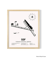 Detailed Airport Map of Stinson Municipal Airport (SSF) in White with a Natural Frame