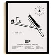 Framed Detailed Airport Map of Stinson Municipal Airport (SSF) in White with a Black Frame