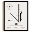 Framed Detailed Airport Map of Rosecrans Memorial Airport (STJ) in White with a Black Frame