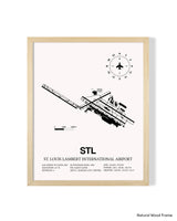 Detailed Airport Map of St. Louis Lambert International Airport (STL) in White with a Natural Frame