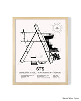 Detailed Airport Map of Charles M. Schulz/Sonoma County Airport (STS) in White with a Natural Frame