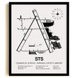 Framed Detailed Airport Map of Charles M. Schulz/Sonoma County Airport (STS) in White with a Black Frame