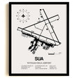 Framed Detailed Airport Map of Witham Field Airport (SUA) in White with a Black Frame