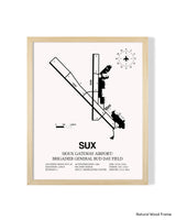 Detailed Airport Map of Sioux Gateway Airport / Brigadier General Bud Day Field (SUX) in White with a Natural Frame