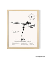 Detailed Airport Map of Statesville Regional Airport (SVH) in White with a Natural Frame