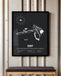Framed Detailed Airport Map of New York Stewart International Airport (SWF) in Gray with a Black Frame