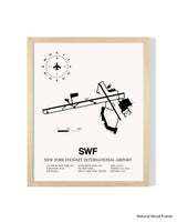 Detailed Airport Map of New York Stewart International Airport (SWF) in White with a Natural Frame