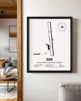 Framed Detailed Airport Map of Sioux County Regional Airport (SXK) in White with a Black Frame