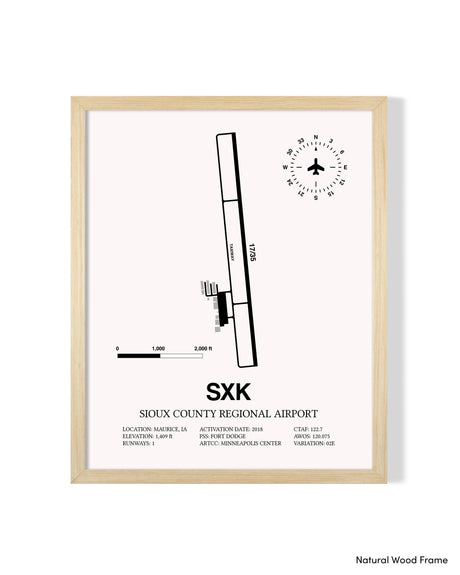 Detailed Airport Map of Sioux County Regional Airport (SXK) in White with a Natural Frame