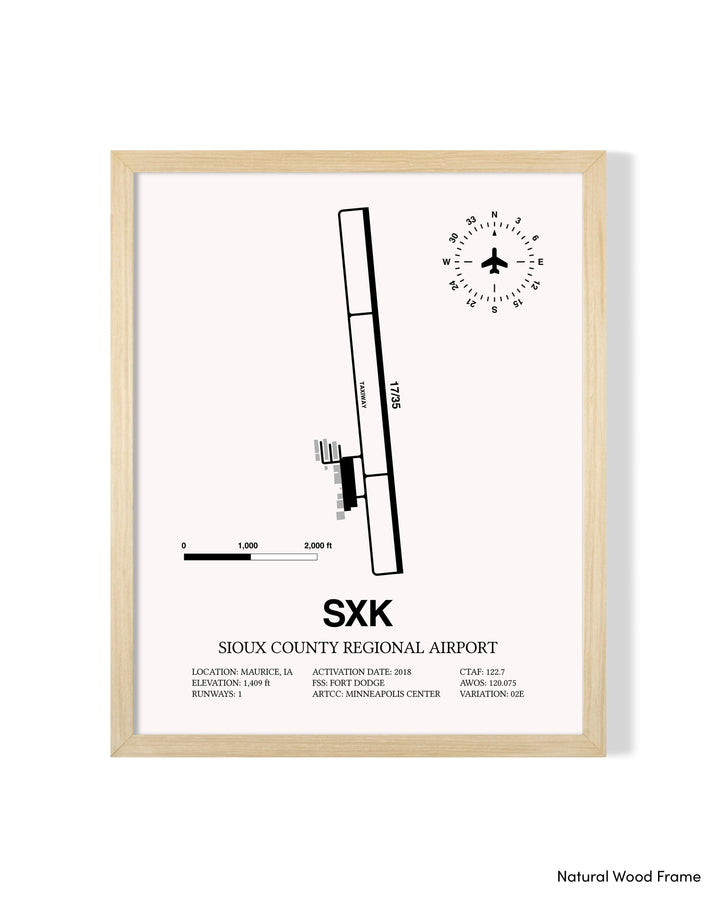 Detailed Airport Map of Sioux County Regional Airport (SXK) in White with a Natural Frame