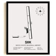 Framed Detailed Airport Map of Sioux County Regional Airport (SXK) in White with a Black Frame