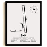 Framed Detailed Airport Map of Sioux County Regional Airport (SXK) in White with a Black Frame