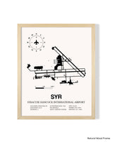 Detailed Airport Map of Syracuse Hancock International Airport (SYR) in White with a Natural Frame