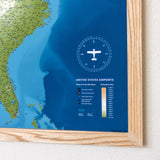 United States Airports Push Pin Map