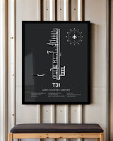 Framed Detailed Airport Map of Aero Country Airport (T31) in Gray with a Black Frame