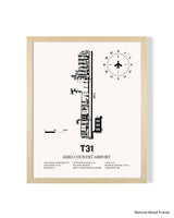 Detailed Airport Map of Aero Country Airport (T31) in White with a Natural Frame