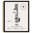Framed Detailed Airport Map of Aero Country Airport (T31) in White with a Black Frame