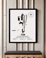 Framed Detailed Airport Map of McChord Field Airport (Joint Base Lewis-McChord) (TCM) in White with a Black Frame