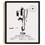 Framed Detailed Airport Map of McChord Field Airport (Joint Base Lewis-McChord) (TCM) in White with a Black Frame