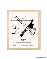 Detailed Airport Map of Tracy Municipal Airport (TCY) in White with a Natural Frame