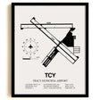 Framed Detailed Airport Map of Tracy Municipal Airport (TCY) in White with a Black Frame