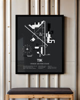 Framed Detailed Airport Map of Tinker Air Force Base (TIK) in Gray with a Black Frame