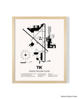 Detailed Airport Map of Tinker Air Force Base (TIK) in White with a Natural Frame