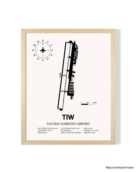 Detailed Airport Map of Tacoma Narrows Airport (TIW) in White with a Natural Frame